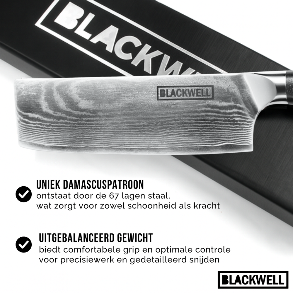Blackwell knivsæt (Santokumes + grøntsagskniv/Nakiri) Damascus