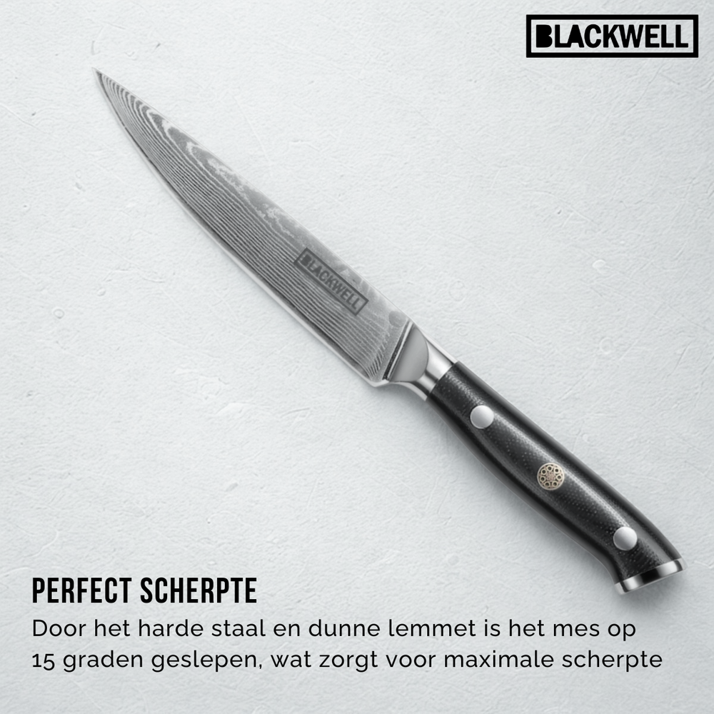 Blackwell Officemes Japanse stil - 67 lagers damaskusstål - VG10 - 12,5 cm