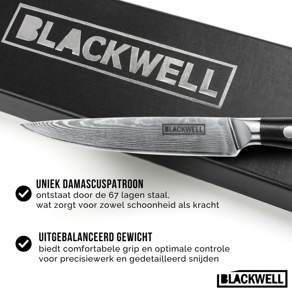 Blackwell Officemes Japanse stil - 67 lagers damaskusstål - VG10 - 12,5 cm