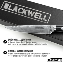 Blackwell Officemes Japanse stil - 67 lagers damaskusstål - VG10 - 12,5 cm