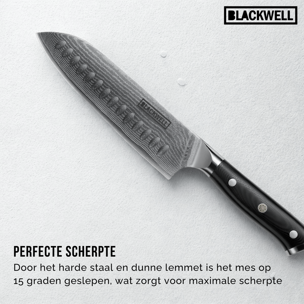 Blackwell knivsæt (Santokumes + grøntsagskniv/Nakiri) Damascus