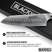 Blackwell Santokumes Japanse stil - 67 lagers damaskstål - VG10 - 19 cm