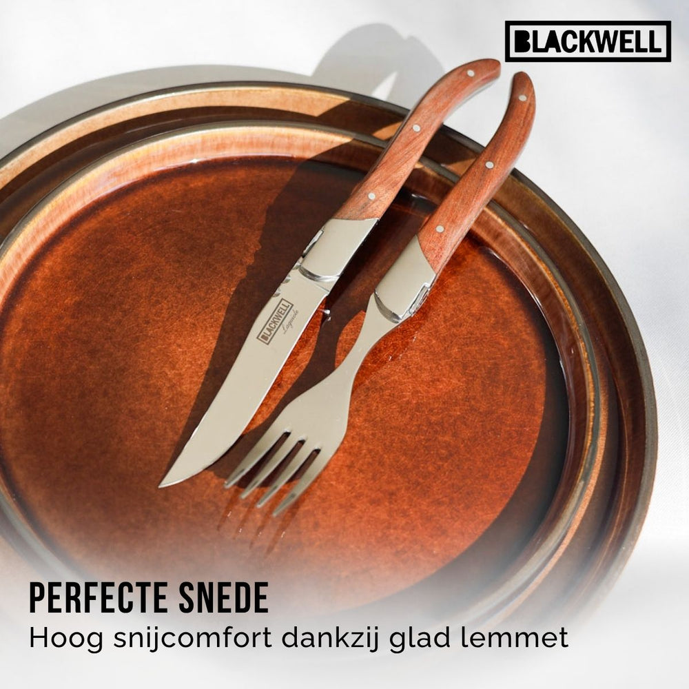 Blackwell Steakbestek Laguiole - Steakmessen & Steakvorken - Rozenhout - 12 Stuks