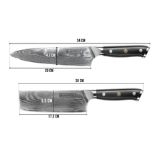 Blackwell knivsæt (kokkekniv + grøntsagskniv/nakiri) damask
