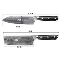 Blackwell knivsæt (Santokumes + grøntsagskniv/Nakiri) Damascus