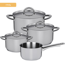 Sola Pannenset Blizz 4-Delig RVS - Kookpan ø 16, 18, 20 cm & Steelpan ø 16 cm - egnet til alle varmekilder