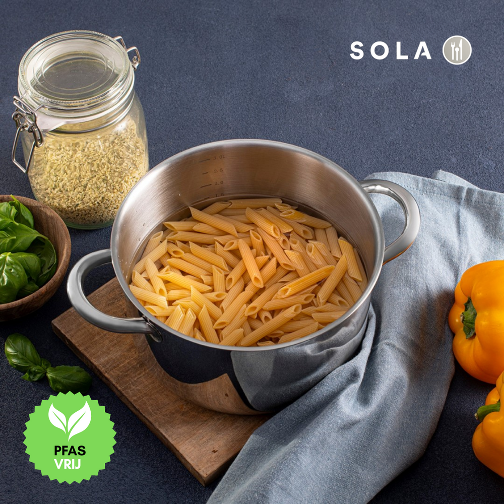 Sola Pannenset Blizz 4-Delig RVS - Kookpan ø 16, 18, 20 cm & Steelpan ø 16 cm - egnet til alle varmekilder