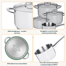 Sola Pannenset Blizz 4-Delig RVS - Kookpan ø 16, 18, 20 cm & Steelpan ø 16 cm - egnet til alle varmekilder