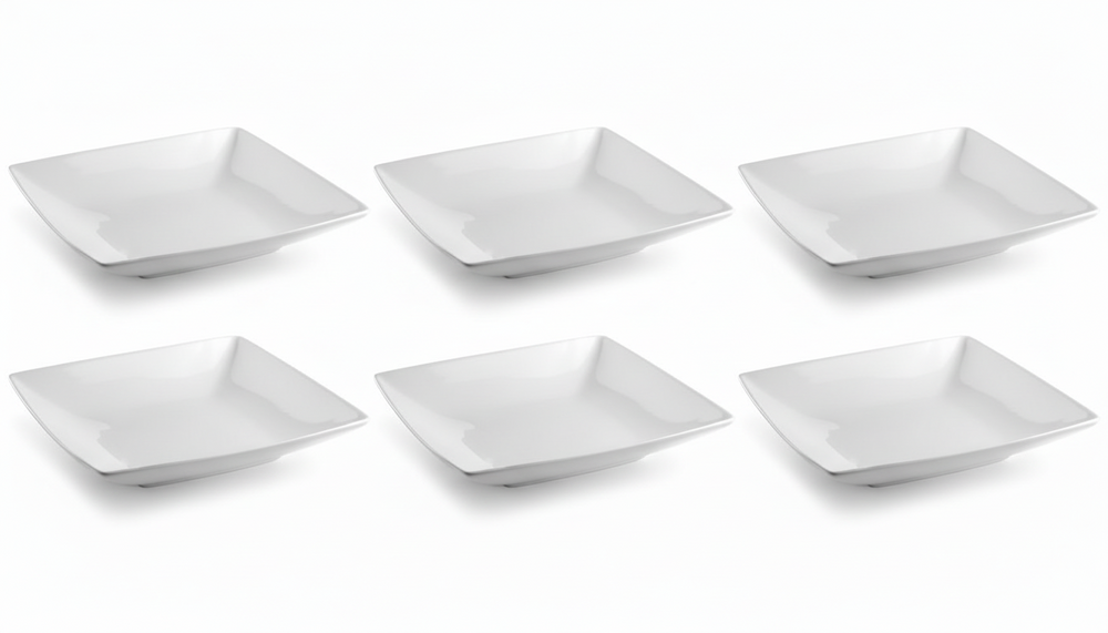 BonBistro Diepe Borden / Pastaborden Yong Squito 22 x 22 cm - Hvid - 6 stk.
