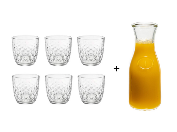 Bormioli Rocco Glazen Glit Transparent 295 ml - 6 Stykker + Cookinglife Karaff 1 liter