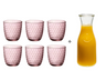 Bormioli Rocco Glazen Slot Roze 290 ml - 6 Stuks + Cookinglife Karaf 1 Liter
