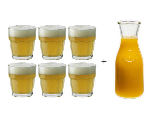 Bormioli Rocco Vandglas Rock Bar 270 ml - 6 Stykker + Cookinglife Karaff 1 Liter