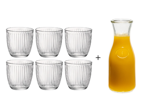 Bormioli Rocco Vandglas Line Transparent 290 ml - 6 stk + Cookinglife Karaff 1 Liter