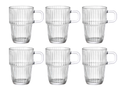 Bormioli Rocco Latte Macchiato Glas - Irish Coffee Glas - Kaffe Kopper med Håndtag - Stapelbar - Barshine 315 ml - 6 Stykker