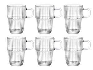 Bormioli Rocco Latte Macchiato Glas - Irish Coffee Glas - Kaffe Kopper med Håndtag - Stapelbar - Barshine 315 ml - 6 Stykker