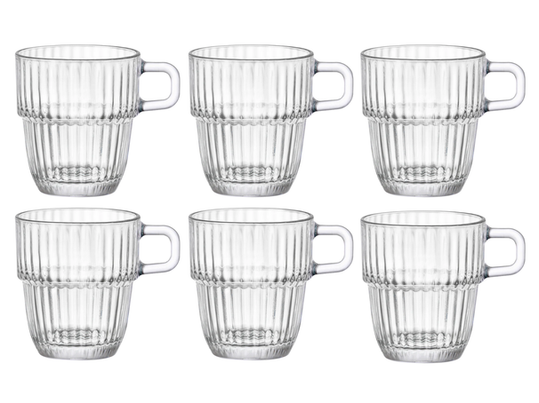 Bormioli Rocco Koffiekopjes med oor - Stapelbar - Barshine 185 ml - 6 Stykker