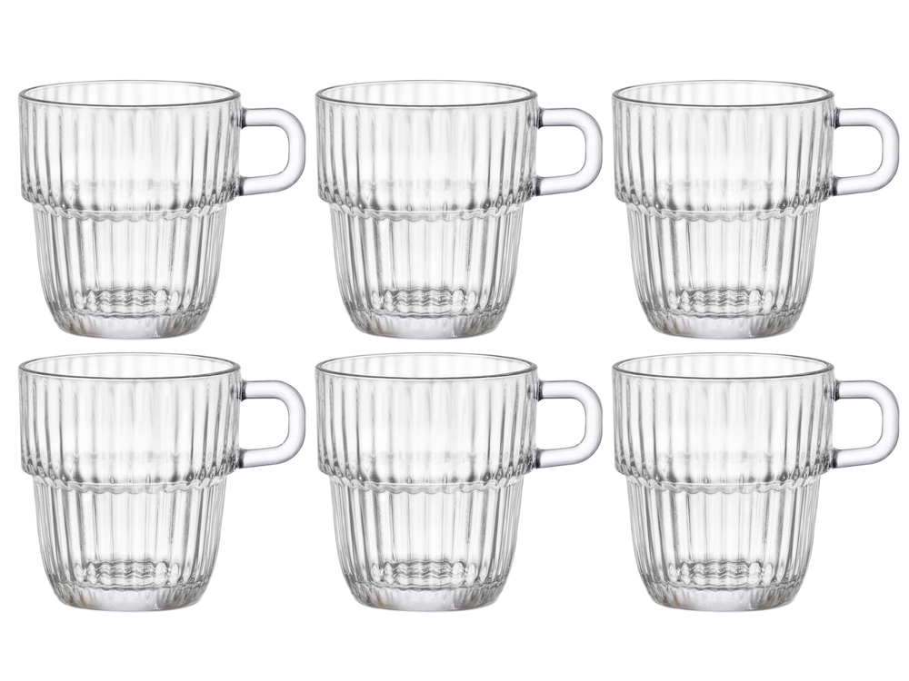 Bormioli Rocco Theeglazen - Koffiekopjes med øre - Stapelbar - Barshine 250 ml - 6 Stykker