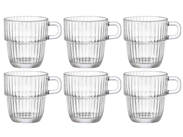 Bormioli Rocco Theeglazen - Koffiekopjes med øre - Stapelbar - Barshine 250 ml - 6 Stykker