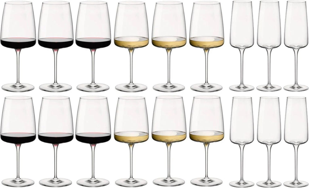 Bormioli Rocco Wijnglazen Set Nexo (Røde wijnglazen, Hvide wijnglazen og Champagneglazen) - 18 delige set