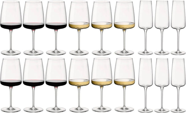 Bormioli Rocco Wijnglazen Set Nexo (Røde wijnglazen, Hvide wijnglazen og Champagneglazen) - 18 delige set