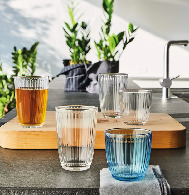 Bormioli Rocco Vandglas Line Blå 290 ml - 6 stk + Cookinglife Karaff 1 Liter