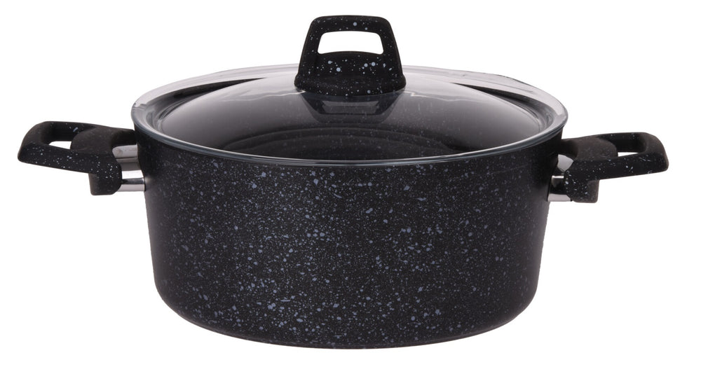Cookinglife Kogepande med låg - Black Speckle - Aluminium Ø 22 cm / 3.5 Liter - Egnet til alle varmekilder - standard non-stick belægning