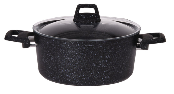 Cookinglife Kogepande med låg - Black Speckle - Aluminium Ø 22 cm / 3.5 Liter - Egnet til alle varmekilder - standard non-stick belægning