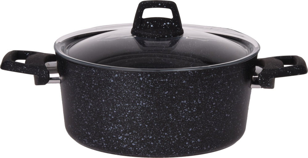 Cookinglife Kogepande med låg - Black Speckle - Aluminium Ø 24 cm / 4,4 Liter - Egnet til alle varmekilder - standard non-stick belægning