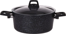 Cookinglife Kogepande med låg - Black Speckle - Aluminium Ø 24 cm / 4,4 Liter - Egnet til alle varmekilder - standard non-stick belægning