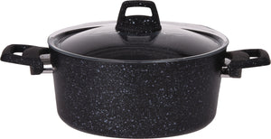 Cookinglife Kogepande med låg - Black Speckle - Aluminium Ø 24 cm / 4,4 Liter - Egnet til alle varmekilder - standard non-stick belægning
