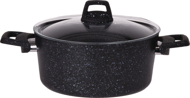 Cookinglife Kogepande med låg - Black Speckle - Aluminium Ø 24 cm / 4,4 Liter - Egnet til alle varmekilder - standard non-stick belægning