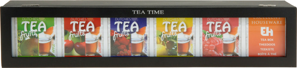 Cookinglife Theedoos - Theekist - Sort - 6 rum - 43 x 9 x 8.7 cm