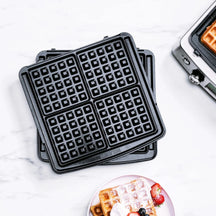 GreenPan Vaffeljern - RVS - inklusive 2 sæt vaffelplader - Keramisk non-stick belægning