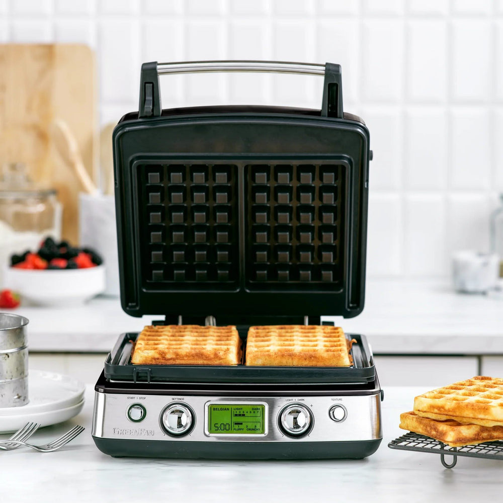 GreenPan Wafelijzer - Black - inklusive 2 sæt vaffelplader - Keramisk non-stick belægning