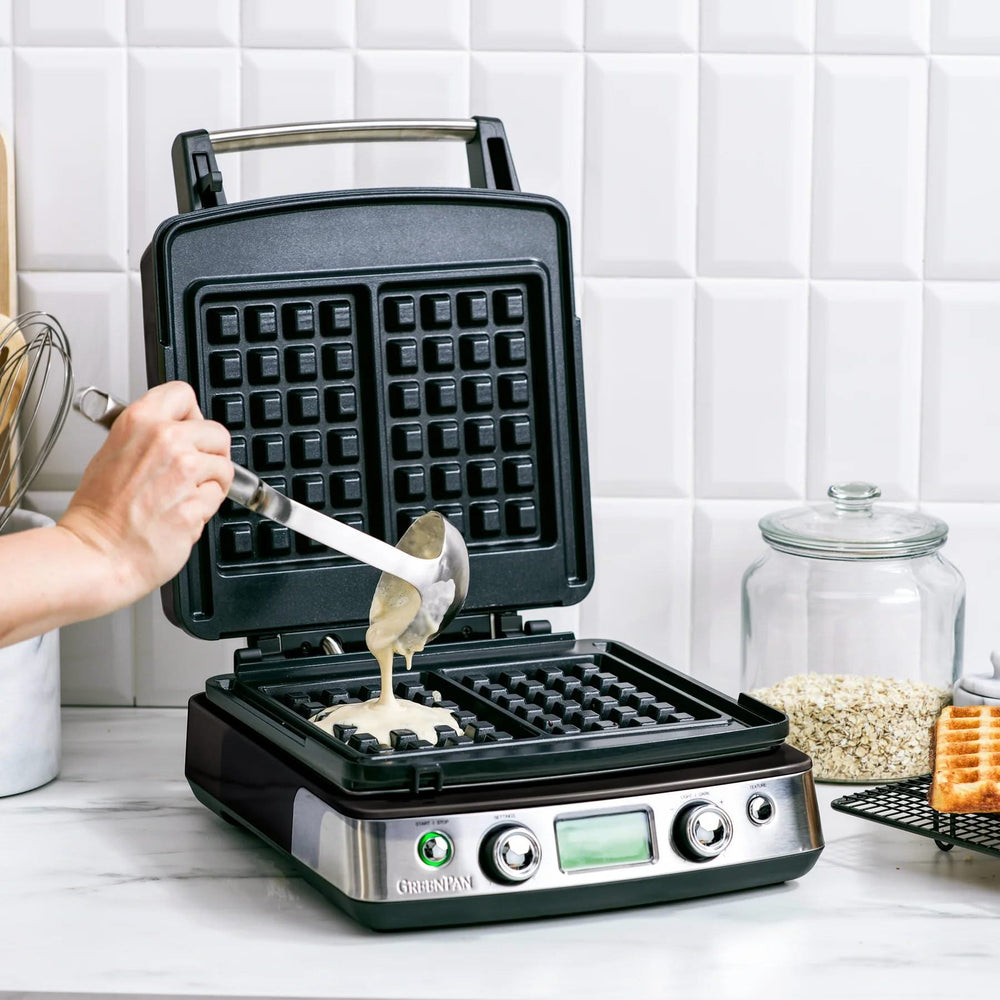 GreenPan Wafelijzer - Black - inklusive 2 sæt vaffelplader - Keramisk non-stick belægning