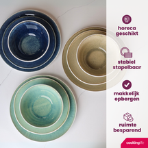 Cookinglife Serviesset Belize 18-delig / 6 personer - 6 middagstallerkener ø 25 cm, 6 morgenmadstallerkener ø 21 cm, 6 suppeskåle ø 15 cm
