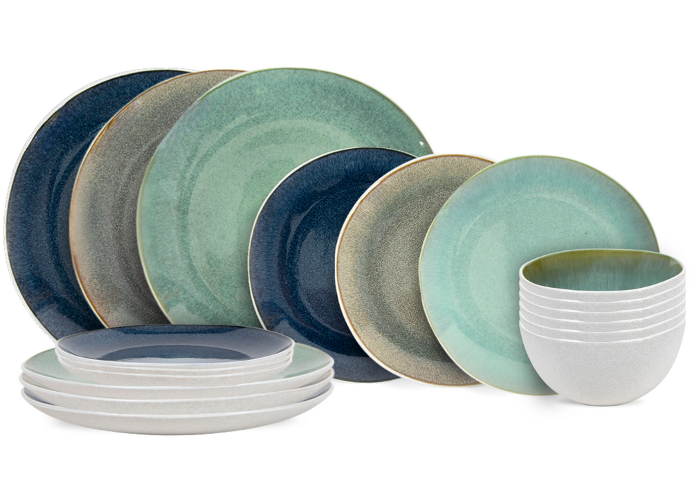 Cookinglife Serviesset Belize 18-delig / 6 personer - 6 middagstallerkener ø 25 cm, 6 morgenmadstallerkener ø 21 cm, 6 suppeskåle ø 15 cm