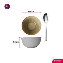Cookinglife Serviesset Belize 18-delig / 6 personer - 6 middagstallerkener ø 25 cm, 6 morgenmadstallerkener ø 21 cm, 6 suppeskåle ø 15 cm