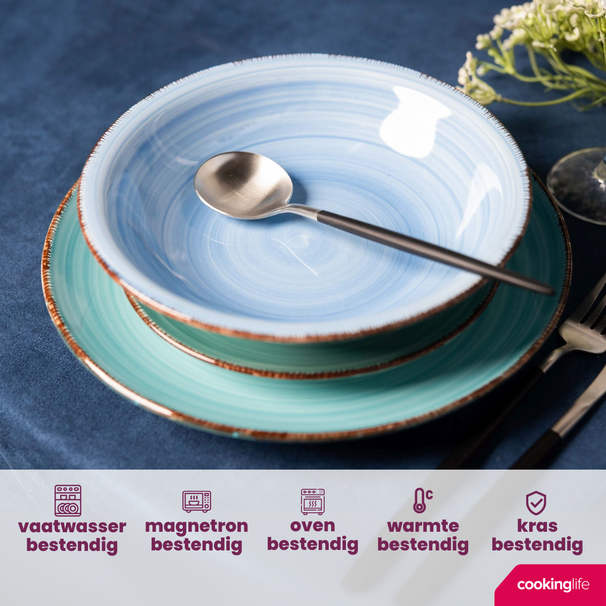 Cookinglife Dybe tallerkener / Pastatallerkener Delice Blå ø 21 cm - 6 stk.