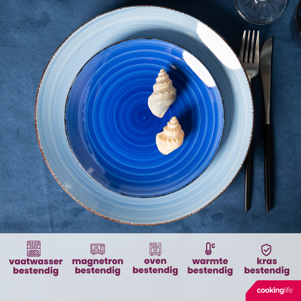 Cookinglife Morgenmadstallerkener / Desserttallerkener Delice Blå ø 19 cm - 6 stk.
