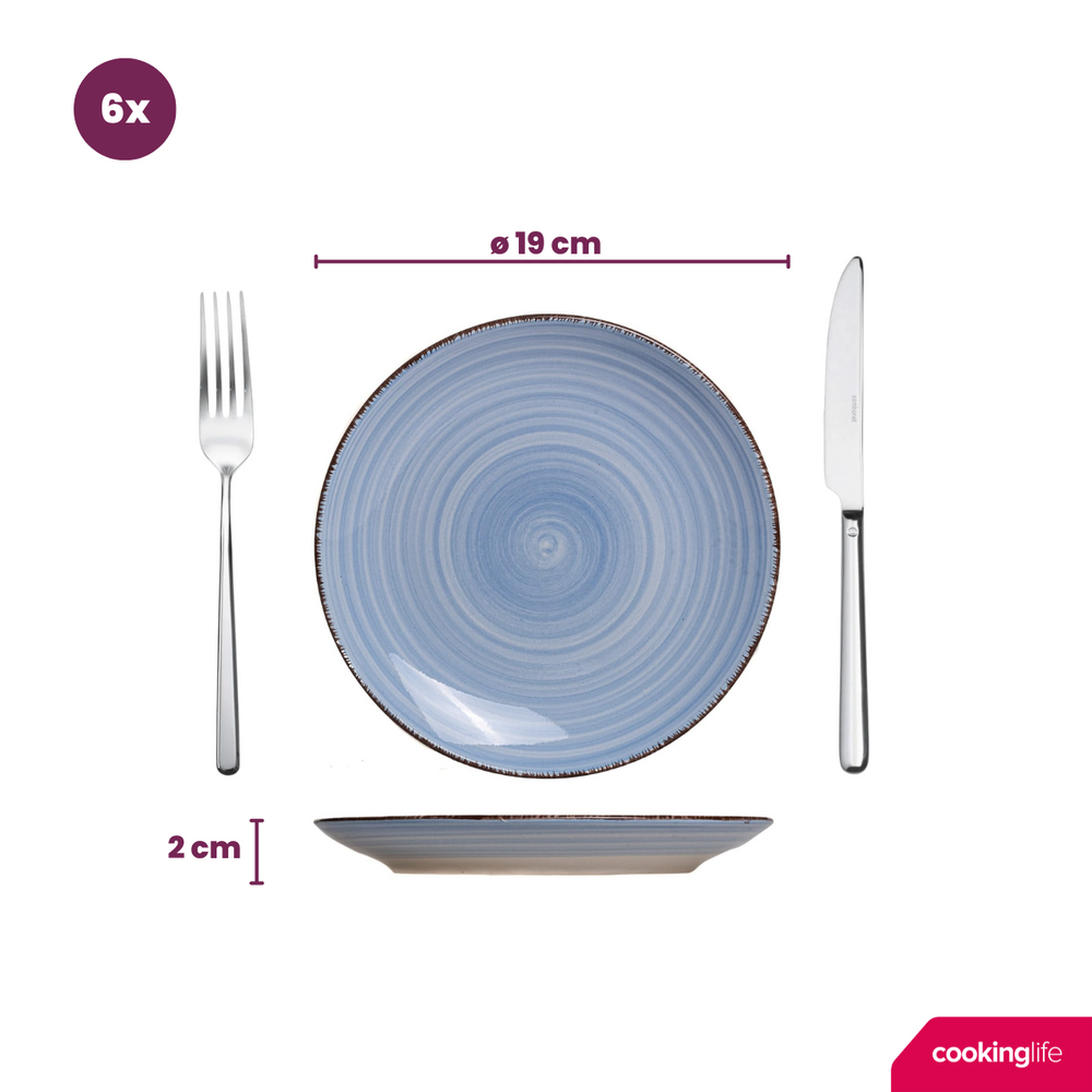 Cookinglife Morgenmadstallerkener / Desserttallerkener Delice Blå ø 19 cm - 6 stk.