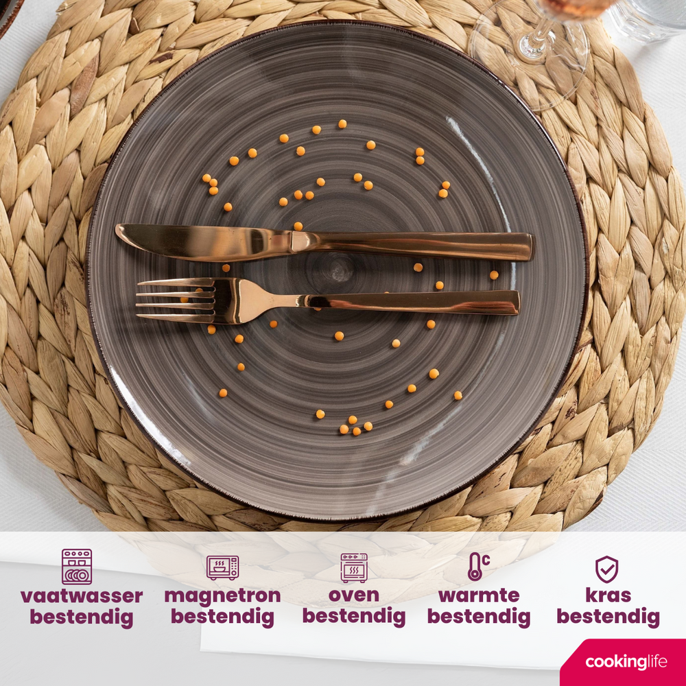 Cookinglife Dinerborden Delice Grå ø 26,5 cm - 6 styk
