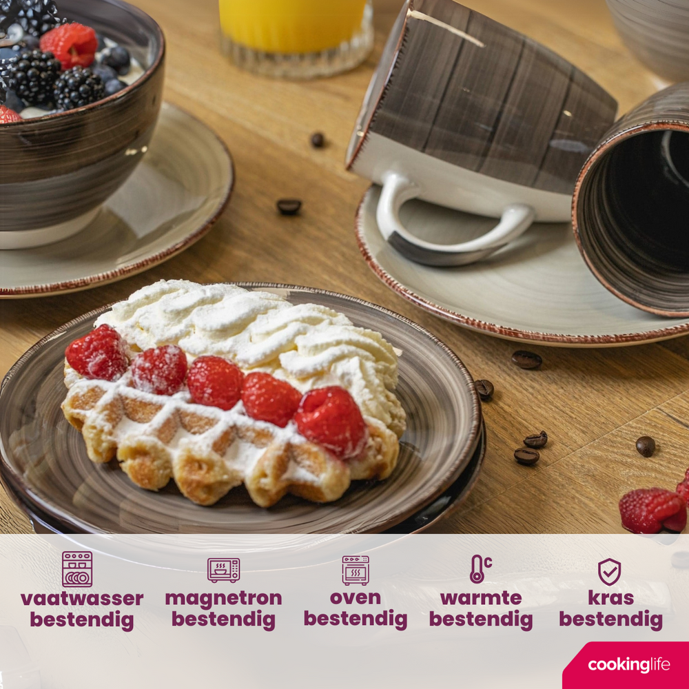 Cookinglife Morgenmadstallerkener / Desserttallerkener Delice Grå ø 19 cm - 6 stk.