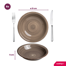 Cookinglife Dybe tallerkener / Pastatallerkener Delice Grå ø 21 cm - 6 stk.