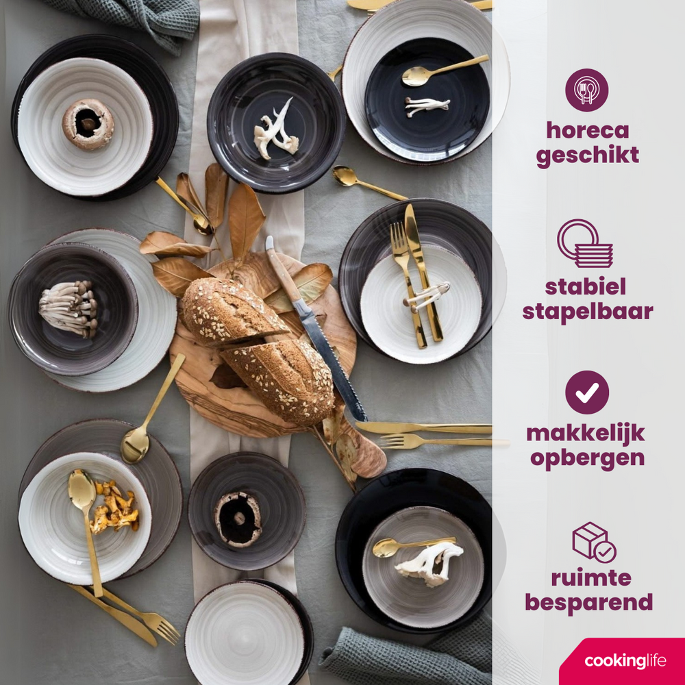 Cookinglife Soepkommen / kommen Delice Grijs ø 14 cm - 6 stuks