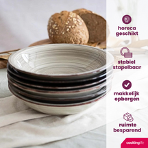 Cookinglife Dybe tallerkener / Pastatallerkener Delice Grå ø 21 cm - 6 stk.