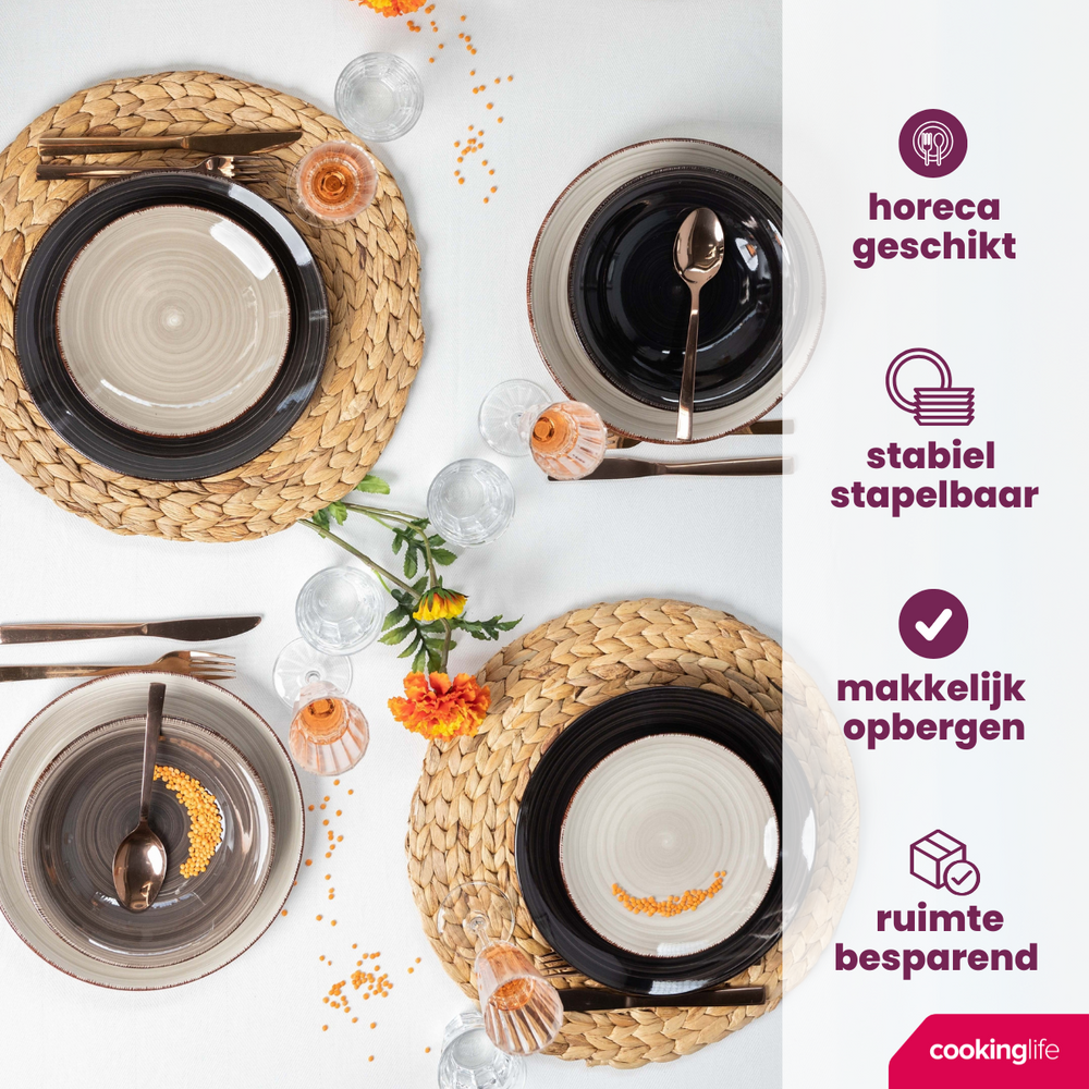 Cookinglife Dinerborden Delice Grå ø 26,5 cm - 6 styk