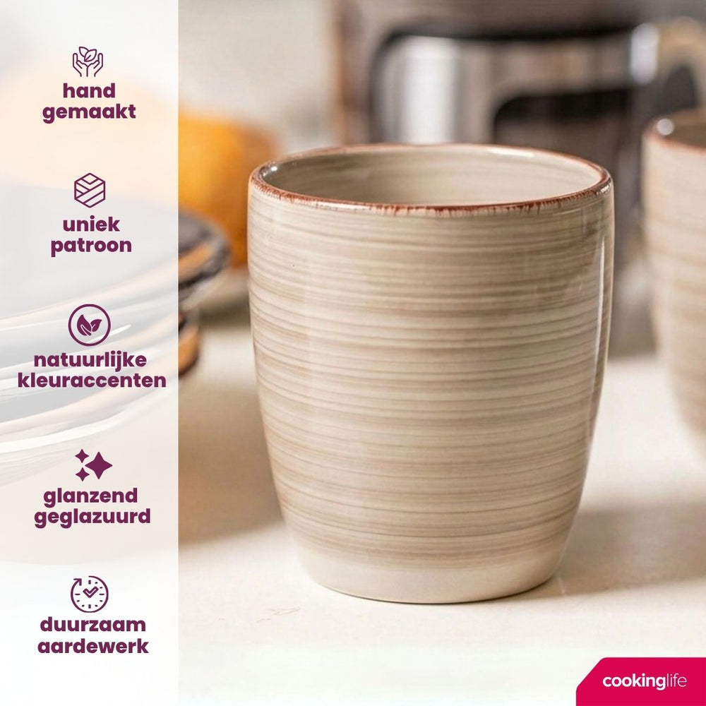 Cookinglife Koffiekopjes / Senseo Kopjes - Delice Grijs 180 ml - 6 stuks