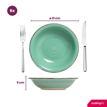Cookinglife Dybe tallerkener / Pastatallerkener Delice Grøn ø 21 cm - 6 stykker