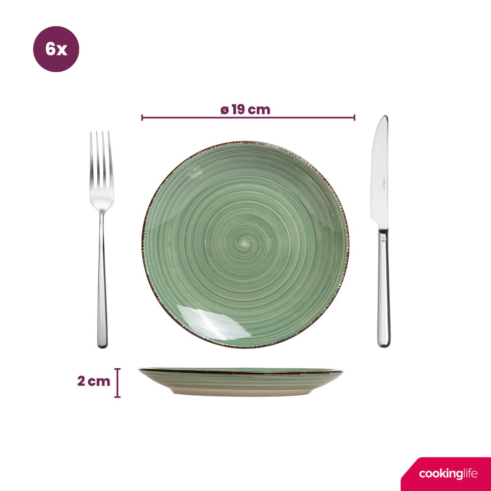 Cookinglife Morgenmadstallerkener / Desserttallerkener Delice Grøn ø 19 cm - 6 stk.